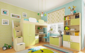 Детская комната Эппл (Зеленый/Белый/корпус Клен) в Мошково - moshkovo.mebel54.com | фото