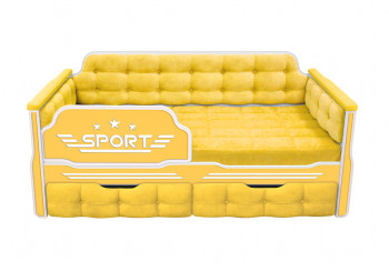 Кровать 160 серии Спорт 2 ящика 74 Жёлтый (мягкие боковые накладки) в Мошково - moshkovo.mebel54.com | фото