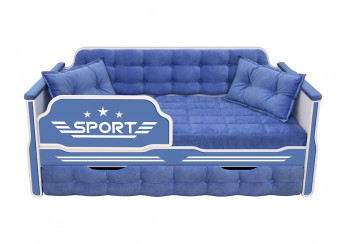Кровать 180 серии Спорт 1 ящик 85 Синий (подушки) в Мошково - moshkovo.mebel54.com | фото