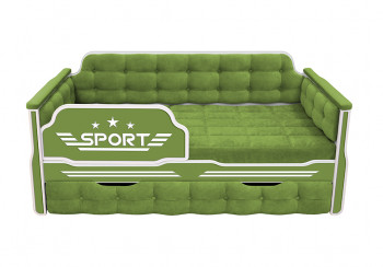 Кровать 190 серии Спорт 1 ящик 76 Зелёный (мягкие боковые накладки) в Мошково - moshkovo.mebel54.com | фото