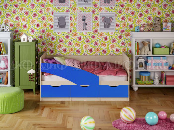 Кровать Бабочки 1,8м (Синий матовый) в Мошково - moshkovo.mebel54.com | фото