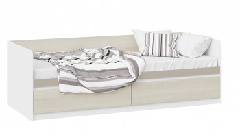 Кровать «Сканди» с 2 ящиками Дуб Гарден/Белый/Глиняный серый в Мошково - moshkovo.mebel54.com | фото