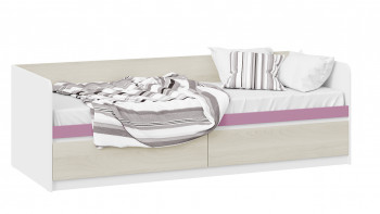 Кровать «Сканди» с 2 ящиками Дуб Гарден/Белый/Лиловый в Мошково - moshkovo.mebel54.com | фото