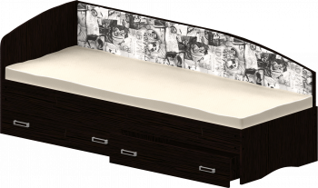 Кровать Софа-9 с мягкой спинкой с рисунком Милана (900х1900) Венге в Мошково - moshkovo.mebel54.com | фото