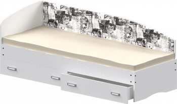 Кровать Софа-9 с мягкой спинкой с рисунком Милана (900х2000) Белый в Мошково - moshkovo.mebel54.com | фото