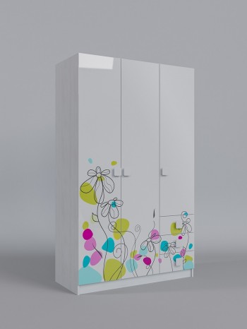 Шкаф 3-х створчатый с ящиками Флёр (Белый/корпус Выбеленное дерево) в Мошково - moshkovo.mebel54.com | фото