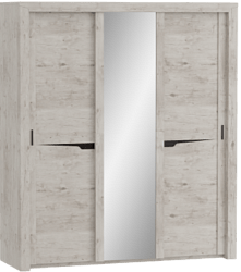 Шкаф трехдверный Соренто с раздвижными дверями Дуб бонифаций/Кофе структурный матовый в Мошково - moshkovo.mebel54.com | фото