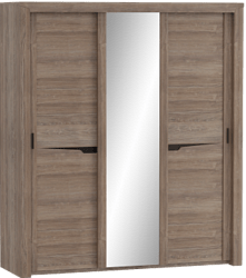 Шкаф трехдверный Соренто с раздвижными дверями Дуб стирлинг/Кофе структурный матовый в Мошково - moshkovo.mebel54.com | фото